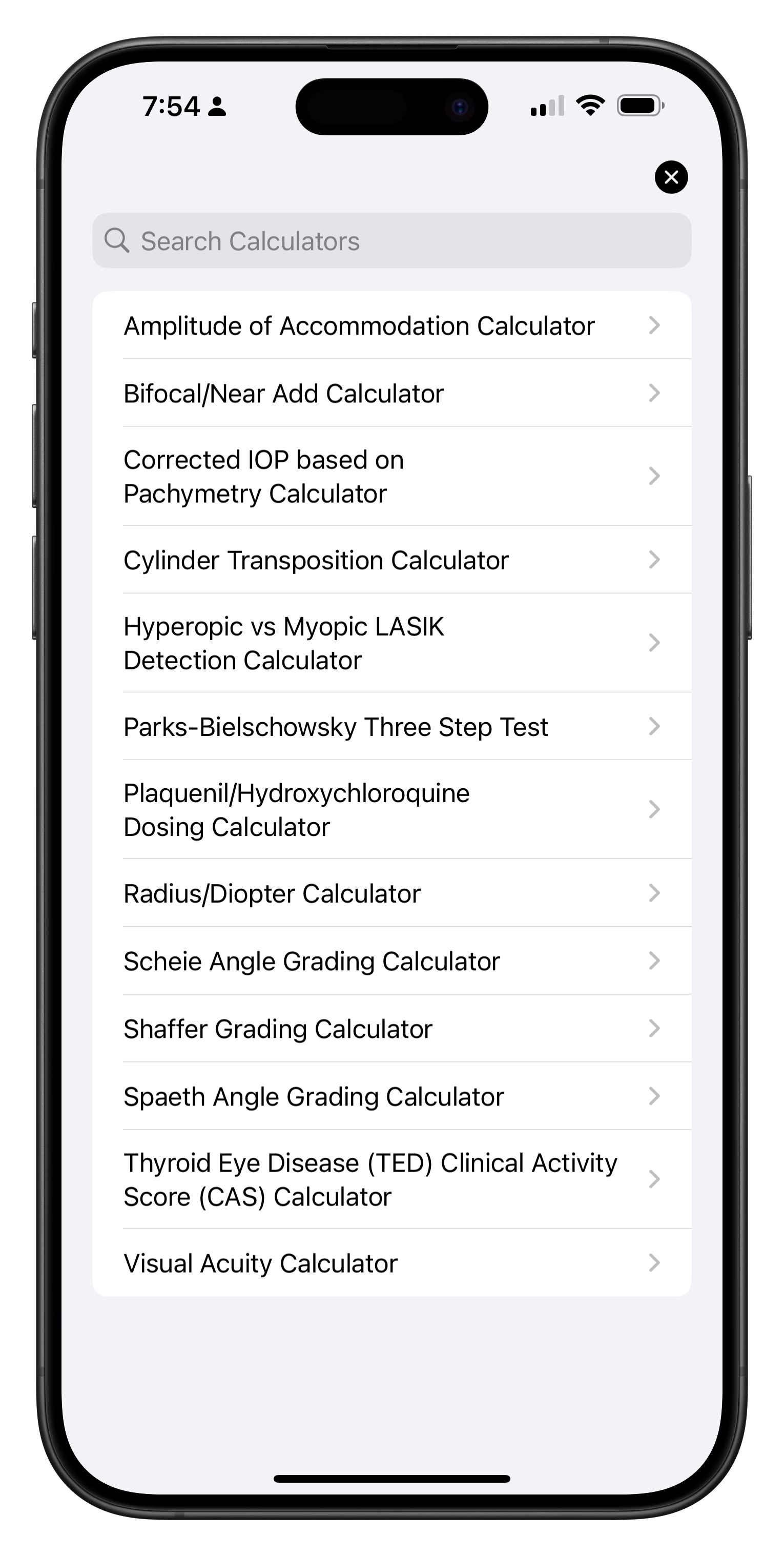 Ophthalmology and Optometry Calculators